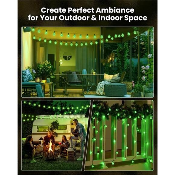 Solar String Lights Outdoor 60 Led 35.6Feet Crystal Globe Lights with 8 Lighting - Picture 6 of 7